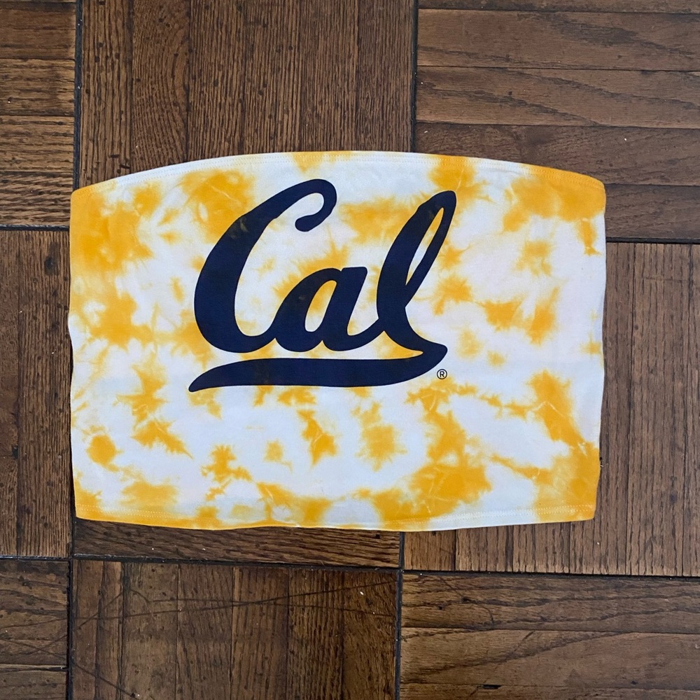 Victorias Secret PINK Yellow Tie Dye CAL Berkeley Crop Tube Top